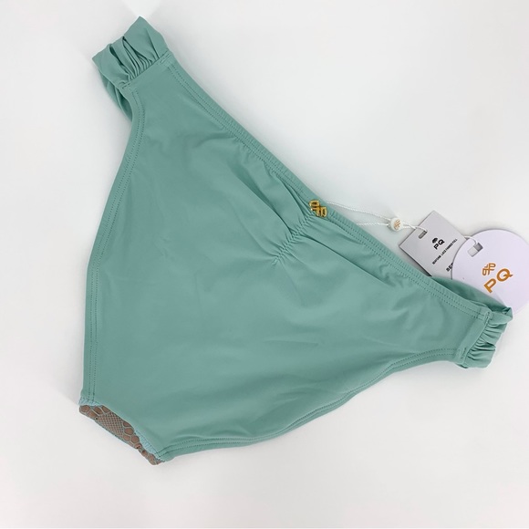 PQ Swim NWT Seafoam Green Lace Fanned Full Bikini Bottom, Small - Picture 2 of 16